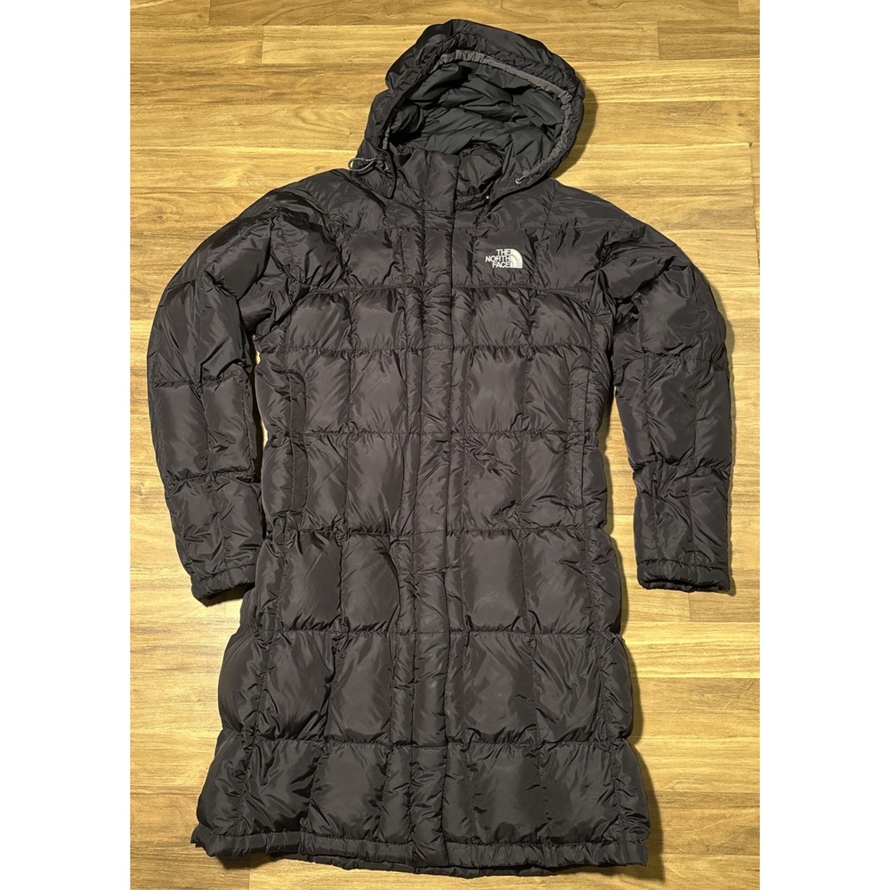 The North Face 600 Goose Down Quilted Full Zip Hooded Parka Puffer Jacket Black
